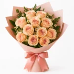 باقة ورد طبيعي مشمشي – 10 ورود مع تغليف وردي فاخر | ورد روزا باقة ورد طبيعي مشمشي – 10 ورود مع تغليف وردي فاخر | ورد روزا