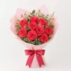 باقة ورد أحمر طبيعي – 10 ورود مع تغليف وردي فاخر | ورد روزا
