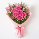 باقة ورد فوشيا طبيعي – 10 ورود بتغليف وردي فاخر | ورد روزا باقة ورد فوشيا طبيعي – 10 ورود بتغليف وردي فاخر | ورد روزا