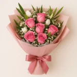 باقة ورد وردي فاتح – 10 ورود طبيعية بتغليف وردي فاخر | ورد روزا باقة ورد وردي فاتح – 10 ورود طبيعية بتغليف وردي فاخر | ورد روزا