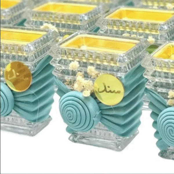 توزيعات مباخر كريستال مستطيلة – 12 قطعة مع تغليف قماش ياباني ولوجو حسب الطلب