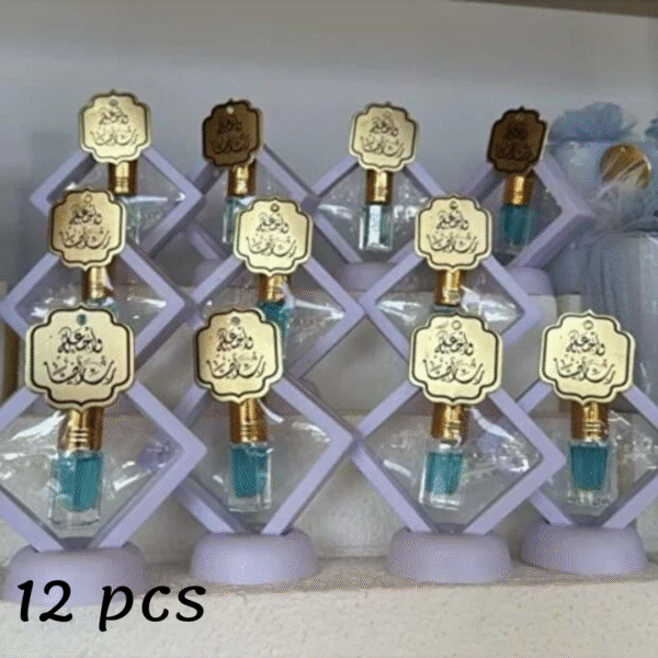 توزيعات إطار شفاف مع ربع تولة عطر واسم حسب الطلب | هدايا فاخرة للمناسبات
